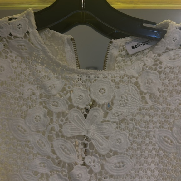 Self-Portrait white Sheath Dress with Long Bishop Sleeves - Picture 6 of 7